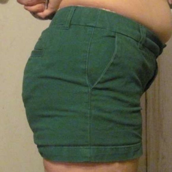 Merona 2 Solid Green Jean Shorts Short Lowrise 100% Cotton Pockets Plain Denim - Picture 2 of 10